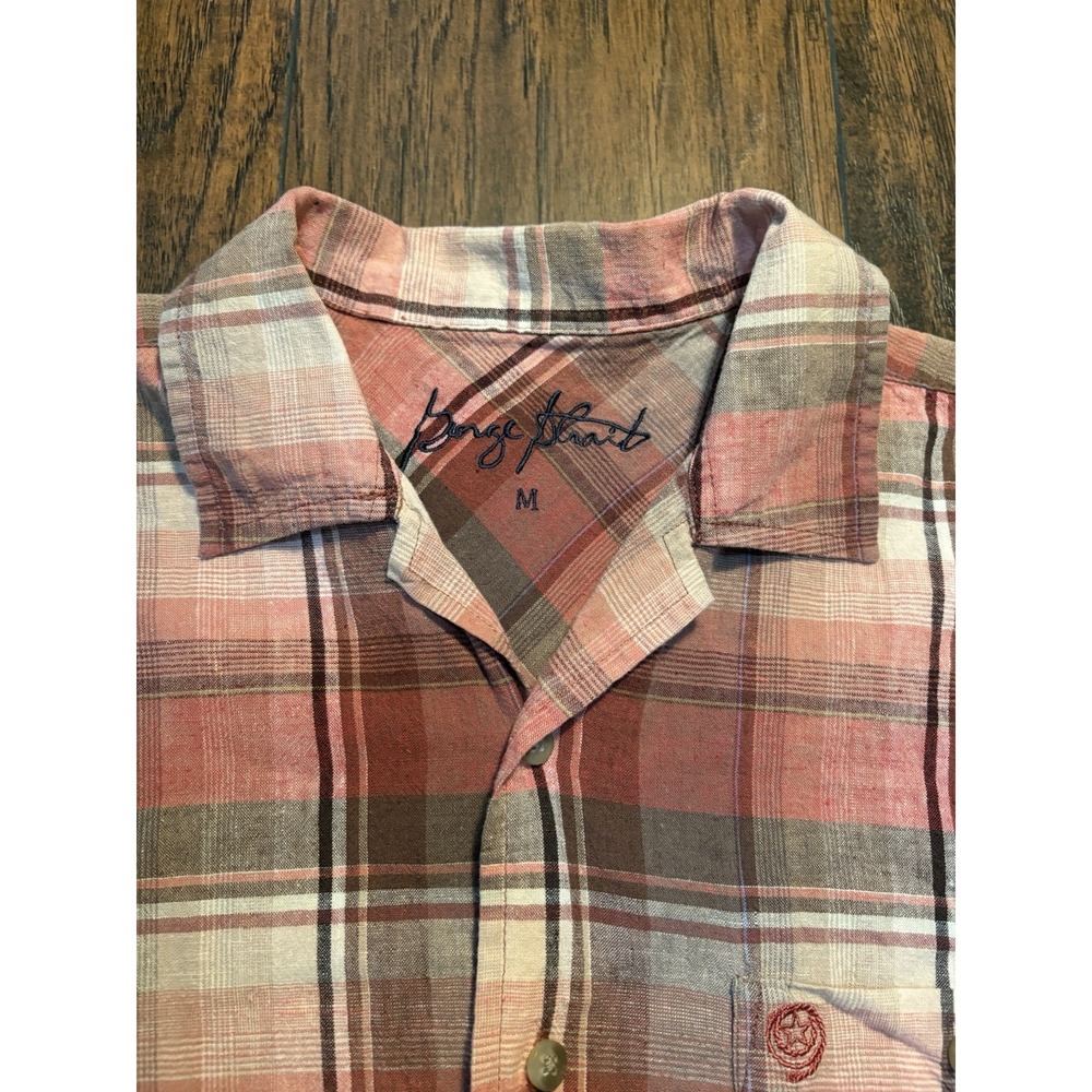 Wrangler George Strait Mens M Plaid Woven Short Sleeve Button Up Shirt Pink - Picture 3 of 16